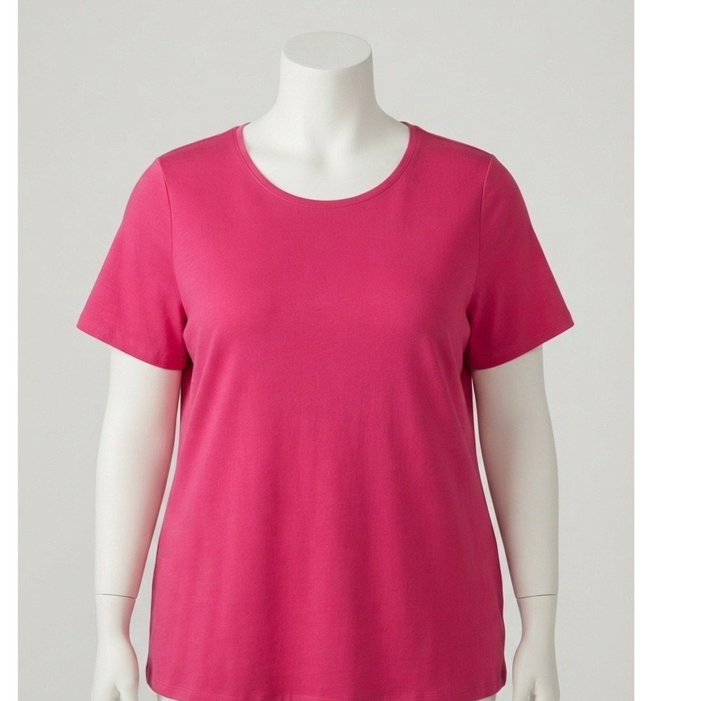 Croft‎ & Barrow The Classic Tee Pink Short Sleeve Cotton Crew Neck Top 1XL